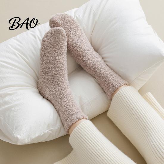 Winter Bed Socks for Cold Feet Coral Fleece Crew Women, Thickened Non-slip Warm Socks, Fuzzy Plush Lining Thermal House Soft Mittens Weather Velvet