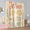 2pcs,2D plane printing Curtains Digital Printed Colorful Faith Message Polyester Easy Install (without rod) Decorations For Home