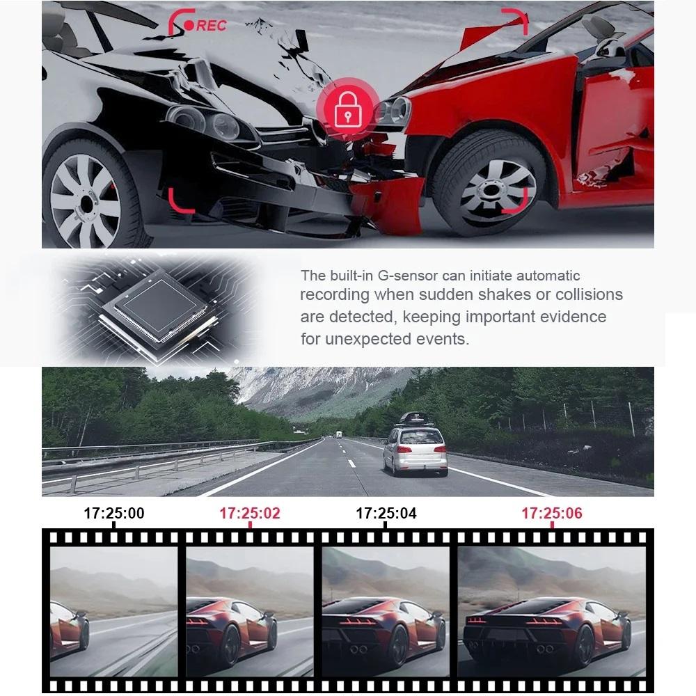 Three Channel Four Lens Driving Recorder with High-definition 1080P Infrared Night Vision for Car Parking Monitoring