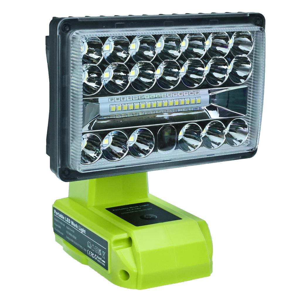USB Type-C Port Flashlight Spotlight (No Battery) with 5Inch 2000LM 28W LED Work Light for Ryobi 18V Li-ion Battery Tool