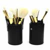 Portable Makeup Brushes Round Pen Holder Cosmetic Case Leather Cup Brush Holder Storage Tube