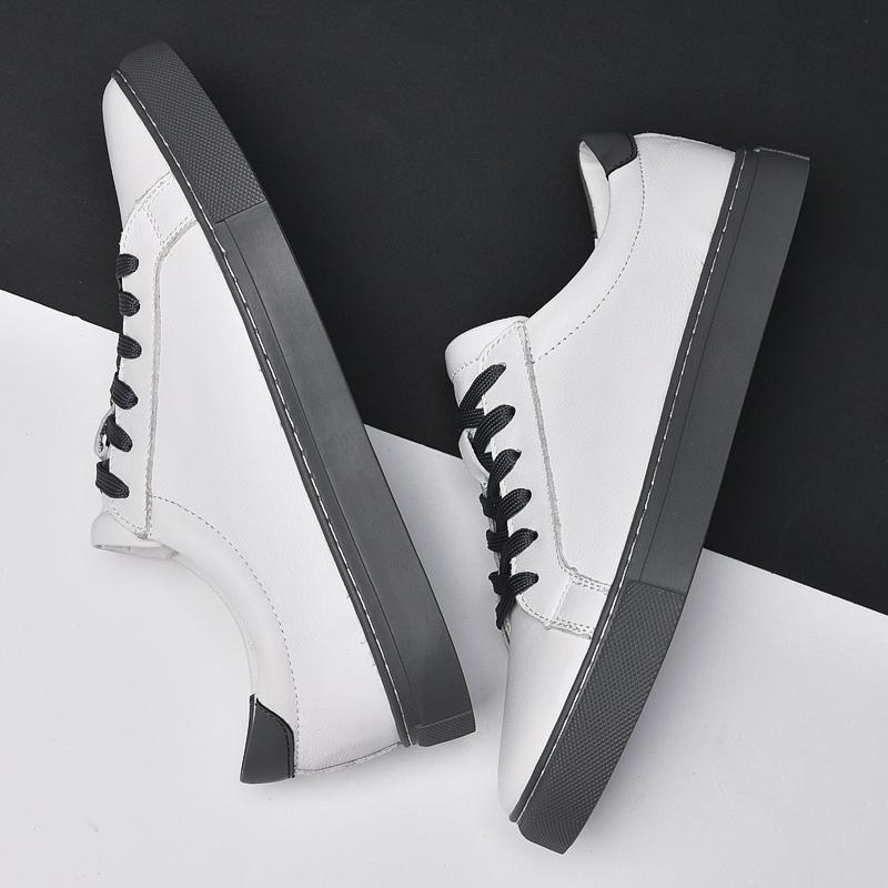 Fashion Men Casual Shoes Big Size 36-49 Genuine Leather Mens Shoes Comfortable Sneakers Man Loafers Breathable High Quality White Shoes