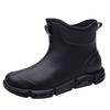 Trendy black rain shoes, rubber shoes, wading short boots, contrasting black and red water shoes, non-slip and waterproof men's short boots