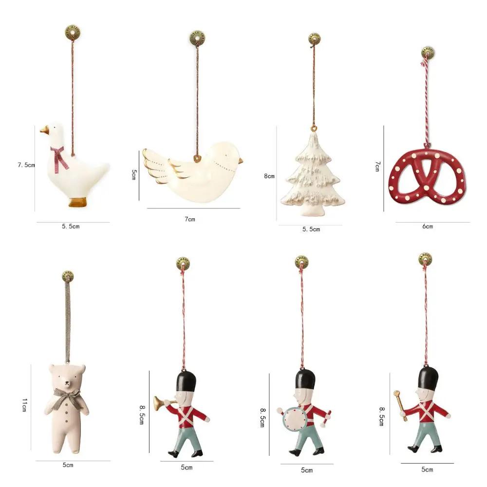 Nordic Christmas Hanging Decoration Iron Art Cartoon Soldiers Angel Drop Ornaments Craft Double-sides Xmas Tree Ornament