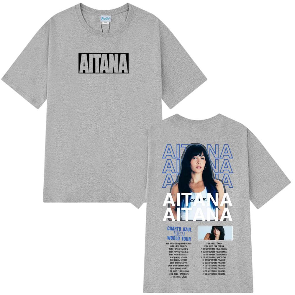Singer Aitana Cuarto Azul Album 2026 Tour T Shirt Men Women Aesthetic Trend T-shirt Short-sleeved Loose Casual Cotton T-shirts