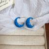Fashion Red Blue Dot C-Shaped Hoop Earrings Circle Geometric Round Earring Ear Jewelry Jewelry Accessories Enamel Earrings Gift