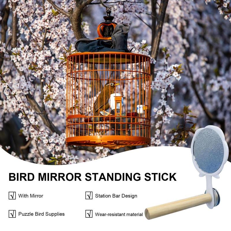 Bird Cage Mirror Birds Toys For Cage Interactive Play Toys Bird Mirror Standing Stick Birds Toys For Parrot Parakeet Budgies