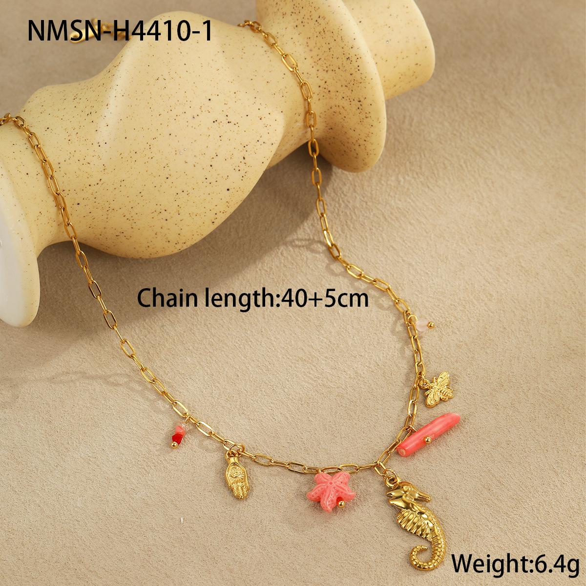 GEMCHIC Women s Stainless Steel 18K Gold Plated Ocean Starfish Shell Necklace for Summer Beach Style