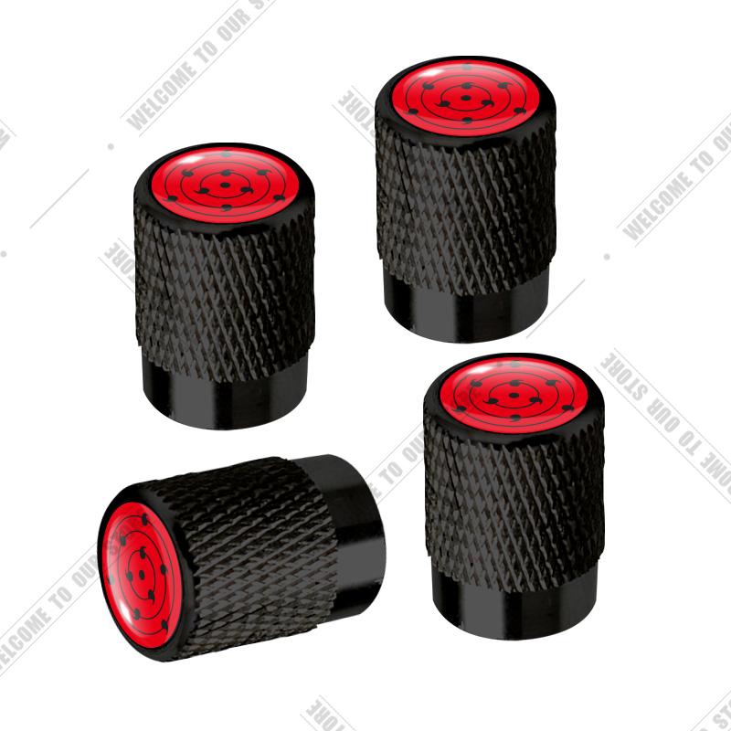 Car CNC Aluminum Sharingan Eye Japanese Anime Emblem For Suzuki Infiniti Toyota Honda 4pcs Tire Valve Air Port Stem Cover Caps