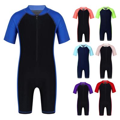 Rash Guard de Manga Corta para Niños y Niñas con Protección Solar y Cremallera, Traje de Baño para Playa