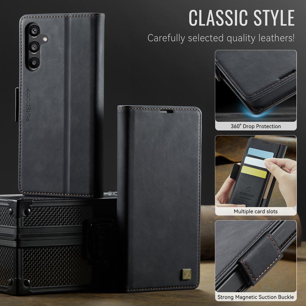 Für Samsung Galaxy A55 5G Hülle AUTSPACE A11 RFID-Blockierung Retro Leder Handy Brieftaschenhülle