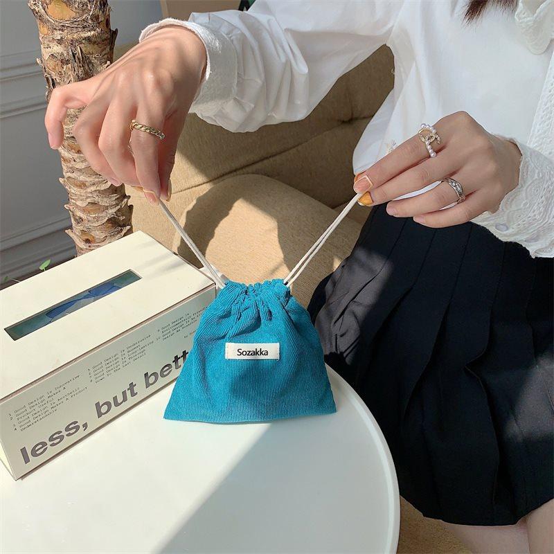 

Versatile Corduroy Small Storage Bag With Soft Fabric For Chic Organization Everyday Light Blue