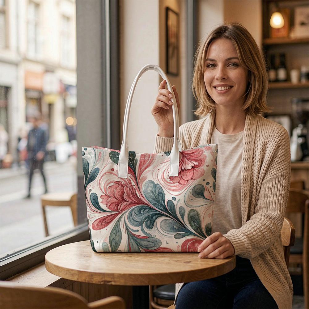 Elegant Floral Print Casual Shoulder Tote Bag for Daily Use