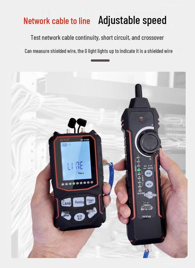 NF-918S Network Tester: Anti-Interference Ethernet Cable, PoE Line Tracker & Red Light Charging Pen