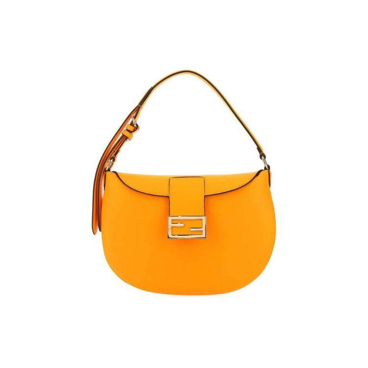 Fendi Croissant Goud Logo Monochrome Stiksels Leer Hoorn Tas Dames Schoudertas Oranje 8BR790AF2P-F1DZH Basic Set (Bag+Dust Bag)