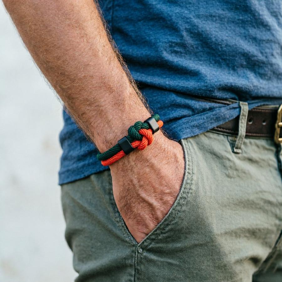 Two Tone Concentric Knot Cord Bracelet Men Premium Selected 4mm Fabric Lightweight Comfortable Sports Sweat Absorbent Braslet