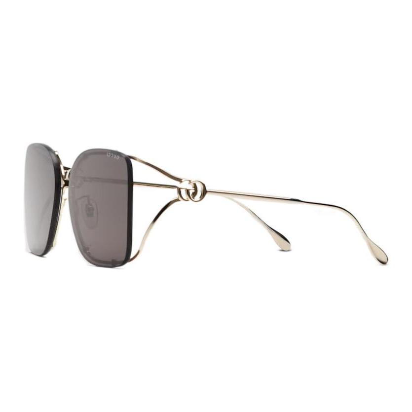 Gucci Double G Pattern Design On Temples Metal Rectangular Sunglasses Women's Gold