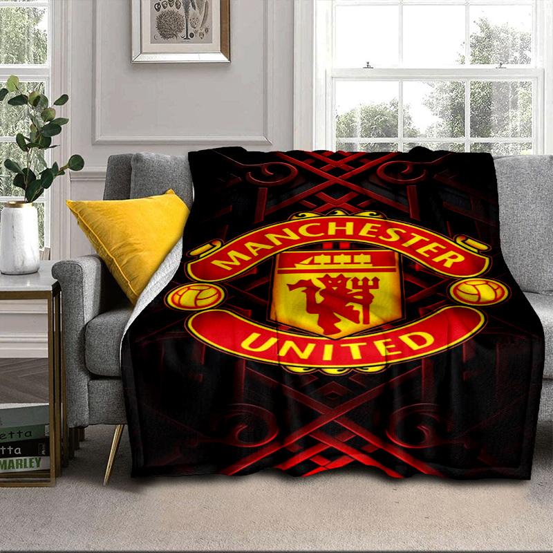 Coperta Portatile/Morbida Coperta Biancheria da Letto con Stemma del Manchester United Adatta per Viaggi Campeggio Soggiorni Uffici Divani Regali per Tifosi