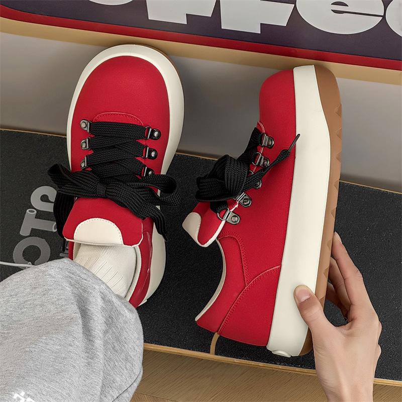 New niche Q version big head leather shoes thick sole heightening casual board shoes men's shoes Z208