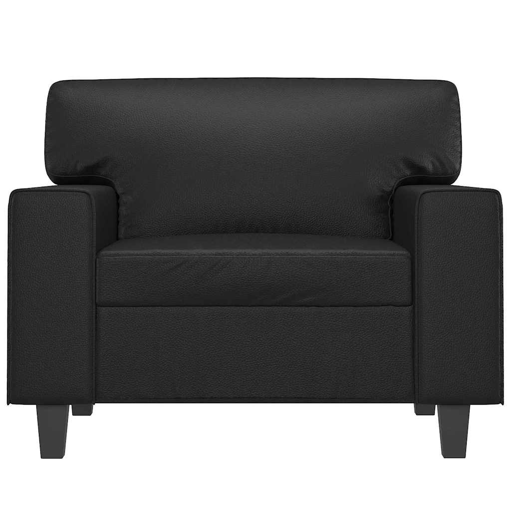 Vidaxl Armchair, Black, 60 Cm, Upholstered In Faux Leather