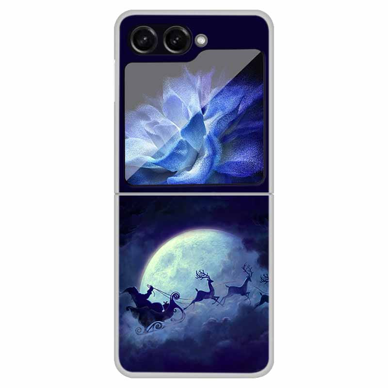 For Samsung Galaxy Z Flip 6 5 4 3 Case Christmas Cute Clear Hard Plastic PC Folding Back Cover For Samsung Z Flip6 Flip5 Flip4