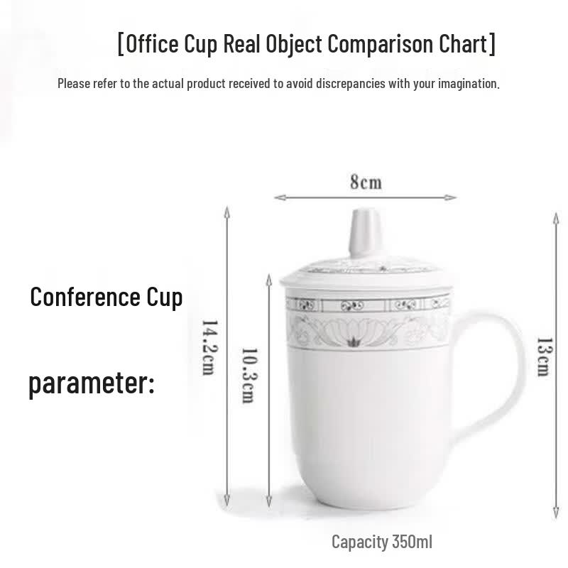 Lanxiangjian Ceramic Conference & Tea Cup Set with Lid (10-Pack)