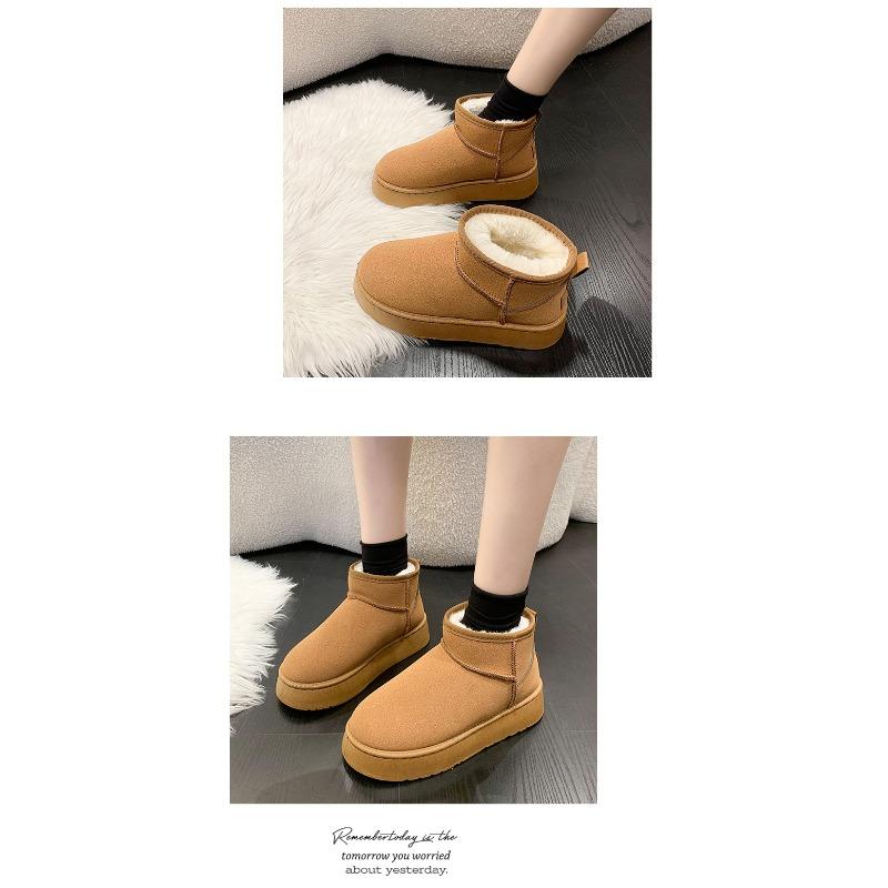 Winter New Snow Shoes Plus-size Flat Short Shoes for Women with Fleece and Thickened Warm Snow Boots for Women