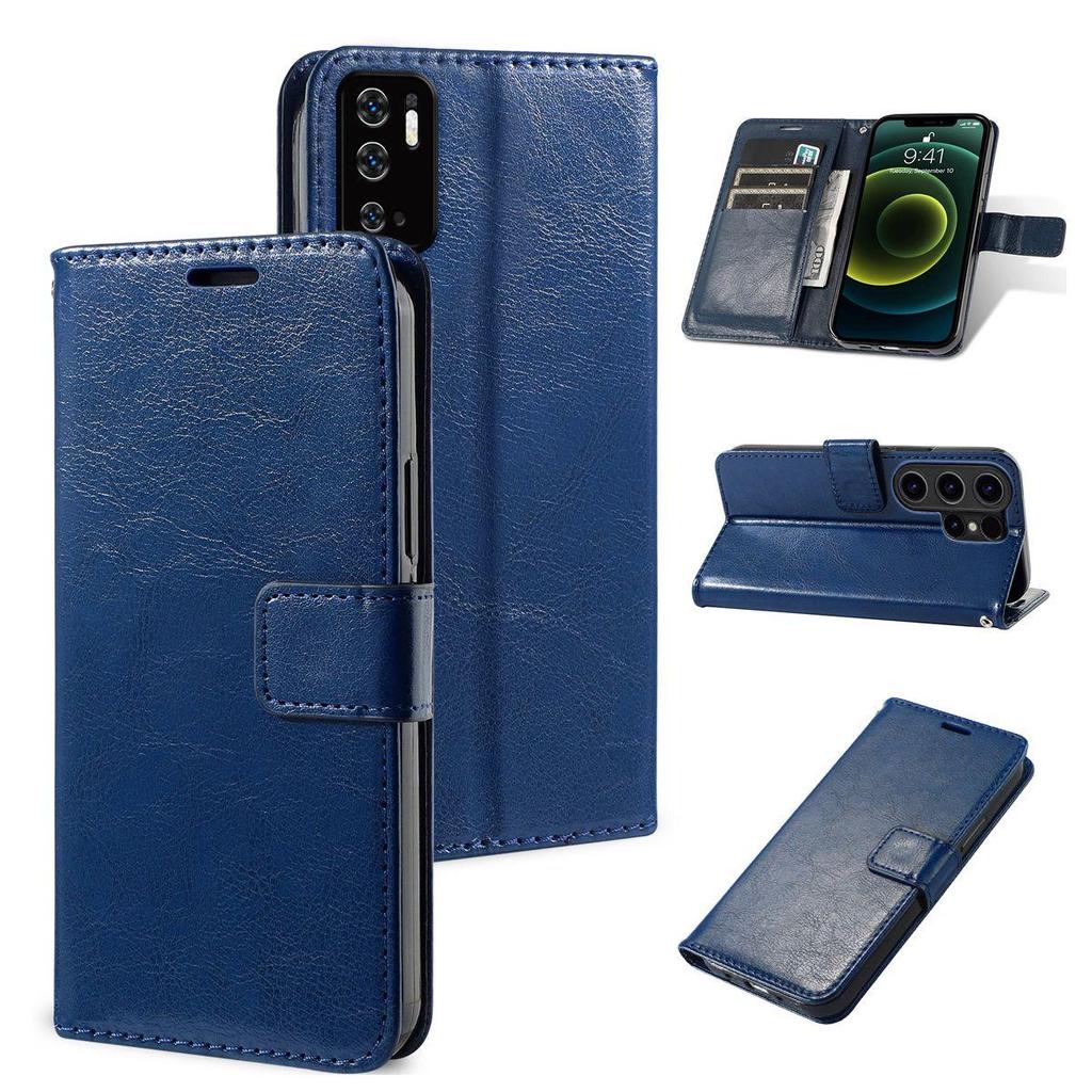 Crazy‑Horse Texture PU Leather Phone Case for Xiaomi Redmi Note 10 5G,POCO M3 Pro 5G Magnetic Buckle Card Slots Kickstand Shockproof TPU Inner Cover
