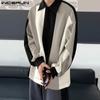 Männer Turn Down Kragen Gestreifte Lose Hemden Casual Knöpfe Tops