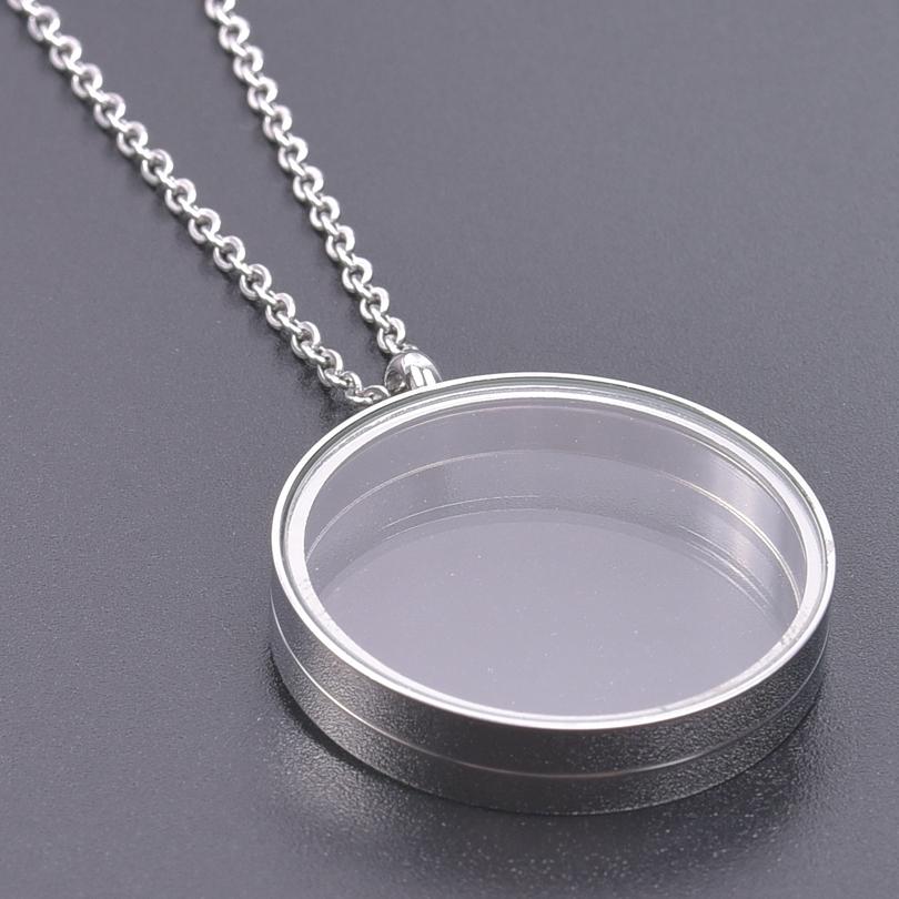 

Never Fade Round Stainless Steel Locket Pendant Necklaces For Women Men Accessories Living Lockets Necklace Memory Jewelry Gift 60cm