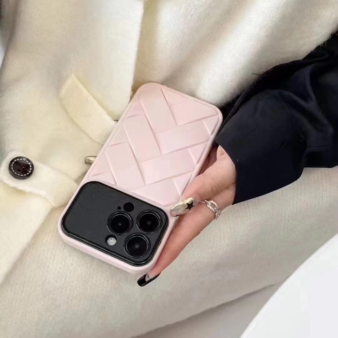 

Подходит для iPhone15 Pro, плетеный чехол с большим окном и мягкой оболочкой для Apple 14, устойчивый к падению, мобильный телефон iPhone 15Plus