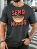Send Noods Noodle Bowl Retro Slogan Print Unisexs Cotton Crew Neck Tee Short Sleeve Loose Food Casual Daily Street Male Wear Top