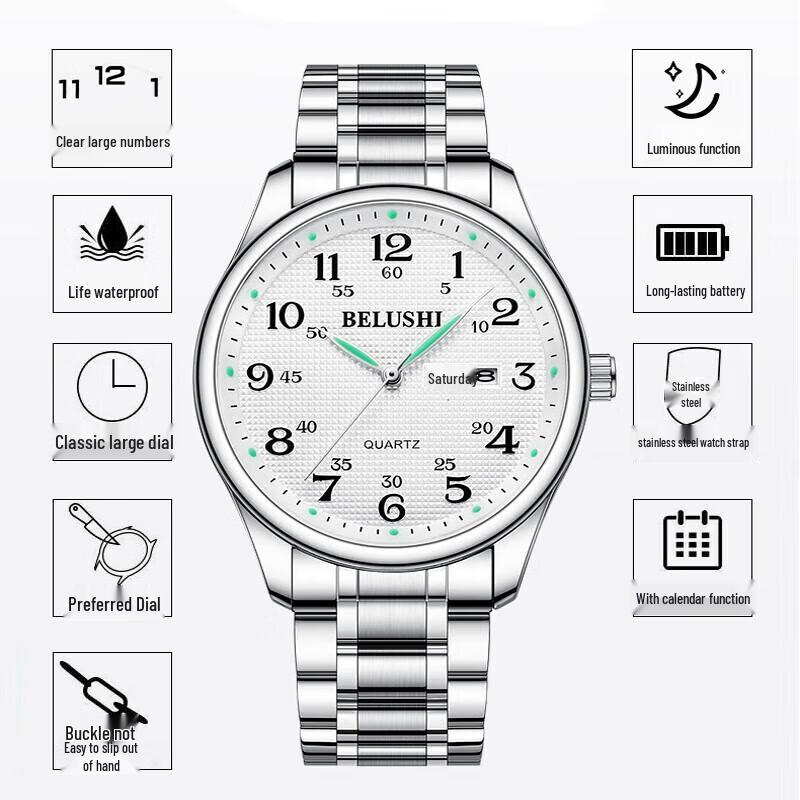 Men's Classic Quartz Watch with Steel Strap