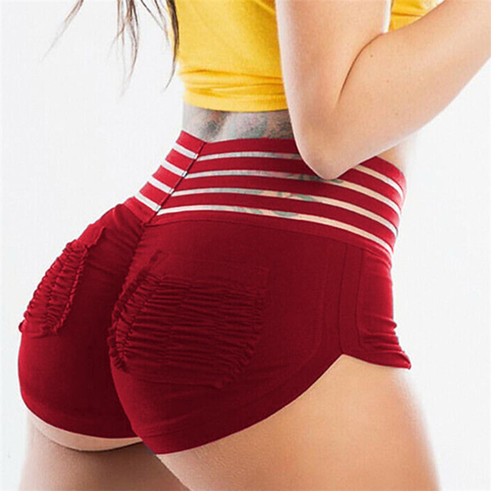 Fashion Women s Summer Hip Lift Beach Sports Leggings Shorts With Pockets S красный