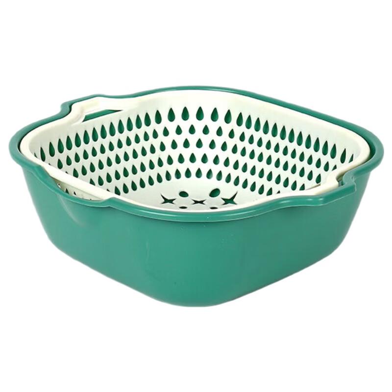 Zhishi Double-Layer Color-Block Kitchen Colander Set