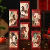 6 Stück Papier Material Roter Umschlag Segensworte Traditionelles Design Glücksgeldbeutel Chinesischer Stil Große Größe Hongbao Segensgeschenke