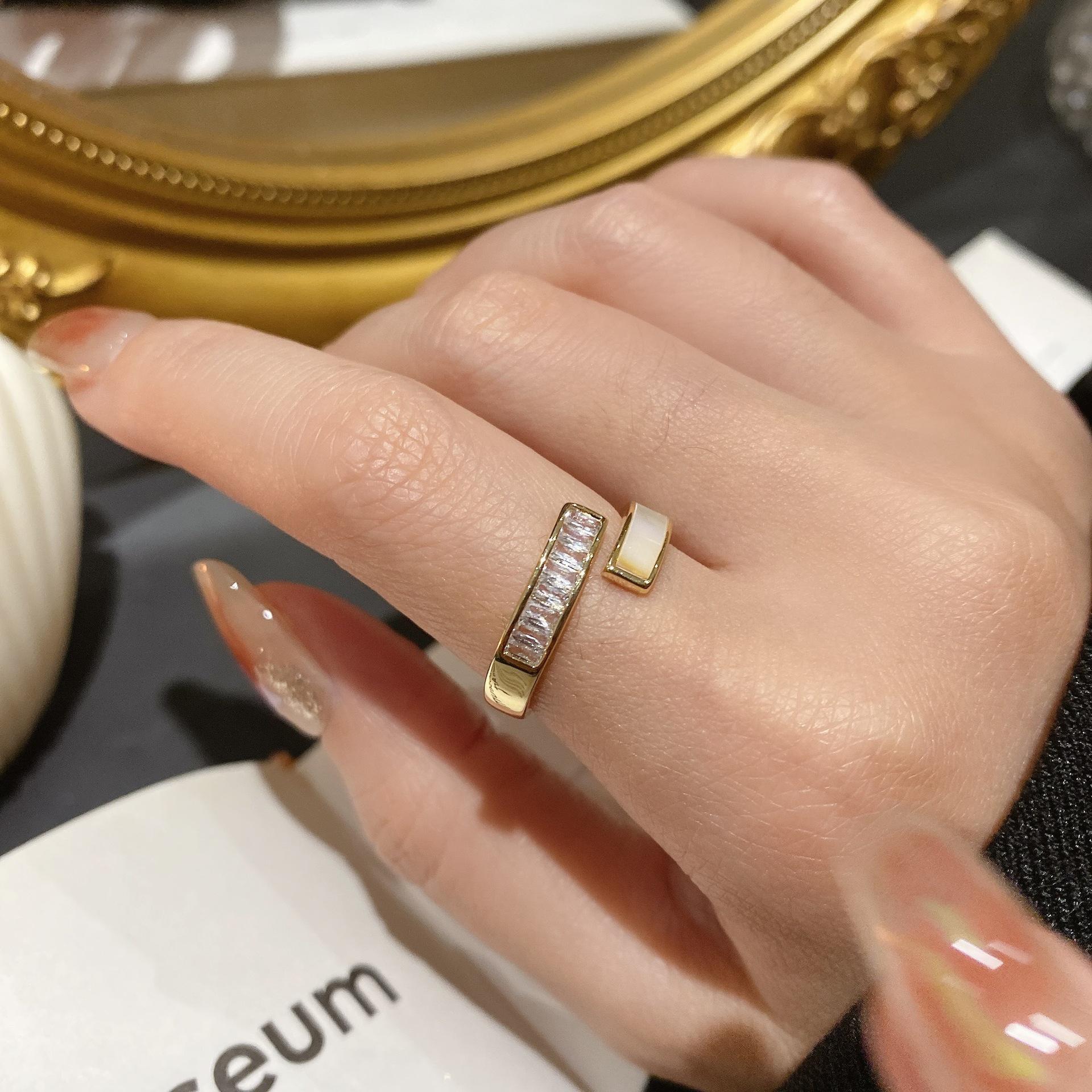 Retro Gold Zirconia Open Adjustable Ring for Women – Trendy Japanese Korean Style Open Adjustable