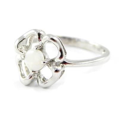 Silver Ring 'Goddess Opal' White Silver (rhodium) - 11 Mm