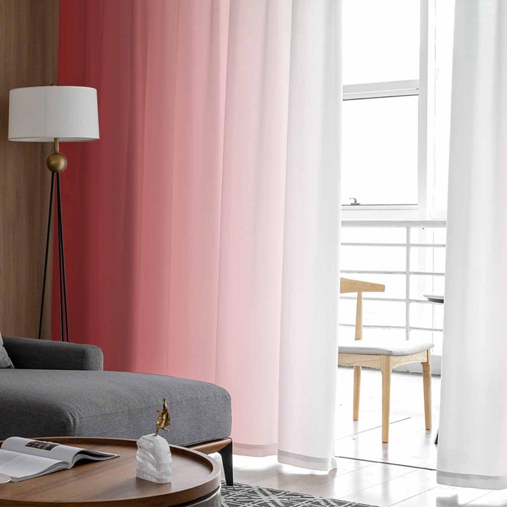 Red And White Gradient Window Tulle Curtains for Living Room Bedroom Hotel Luxury Decoration Sheer Curtains