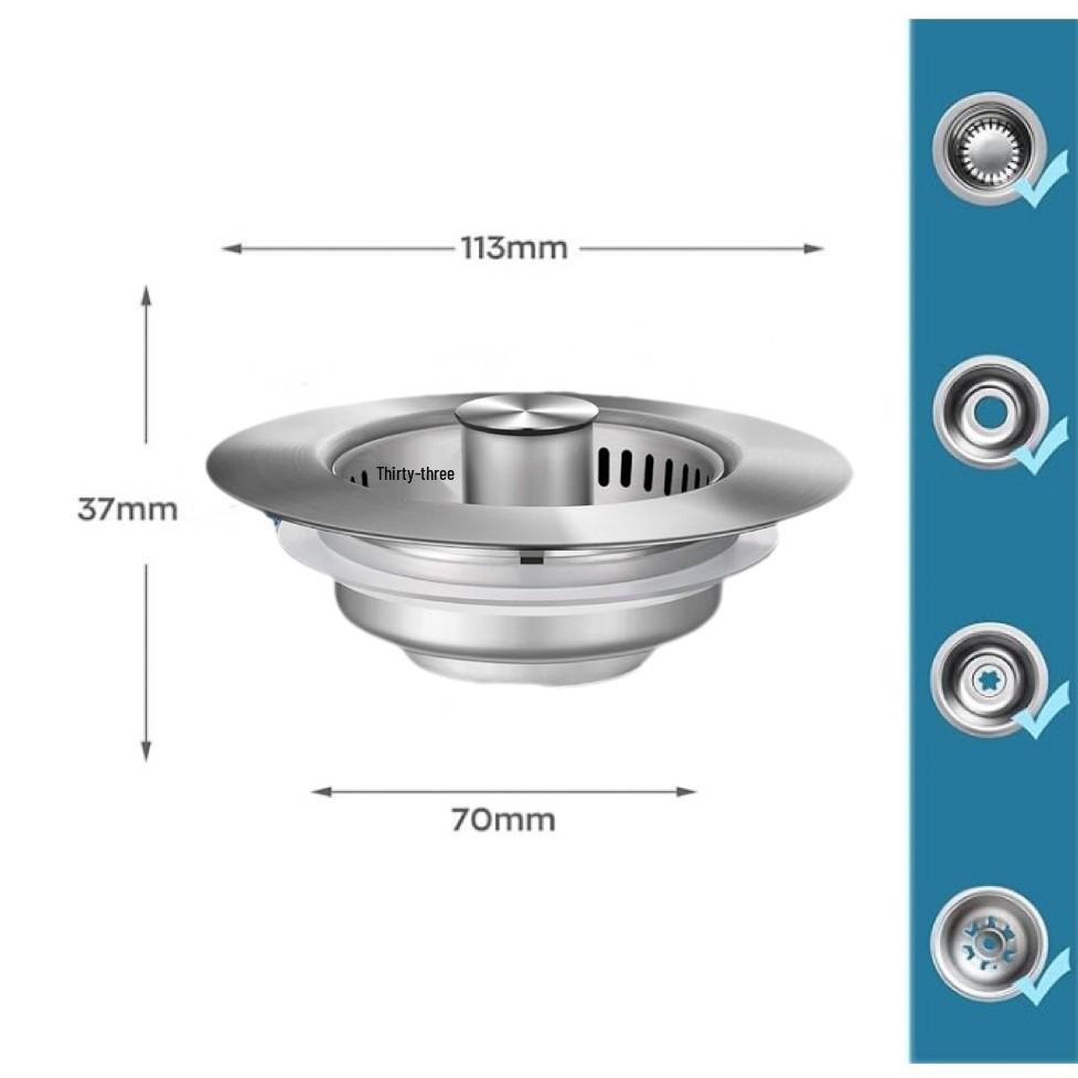 Stainless Steel Pop-up Anti-clog Kitchen Sink Drain Filter & Food Catcher Basket
