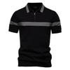 Men S Short Sleeve Striped Polo Shirt European Size Casual Business Top