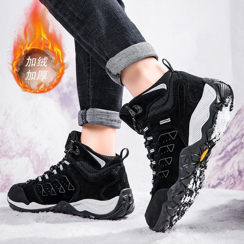 

Winter velvet hiking shoes medium top waterproof hiking shoes men s ultra-light tactical boots desert boots breathable, non-slip and resistant 38