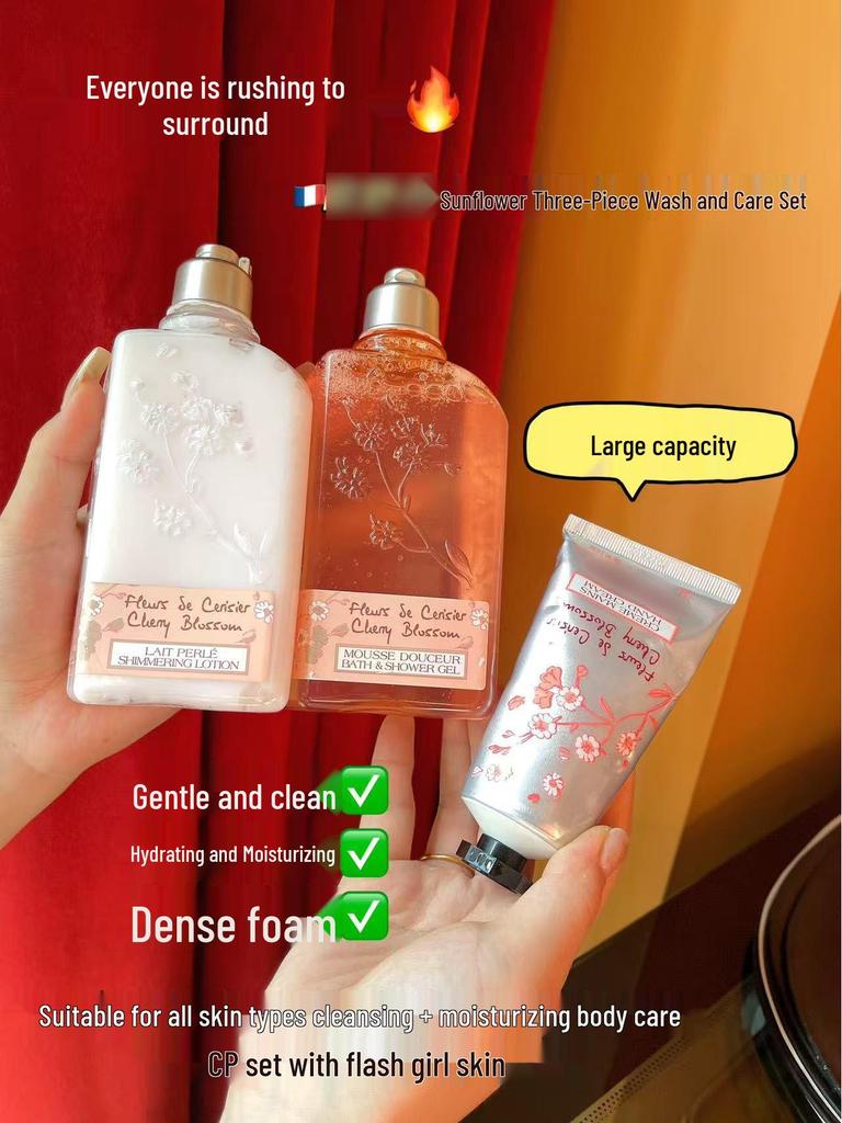 Oushujia Shower Gel, Body Lotion & Hand Cream Set - Holiday Gift Box.