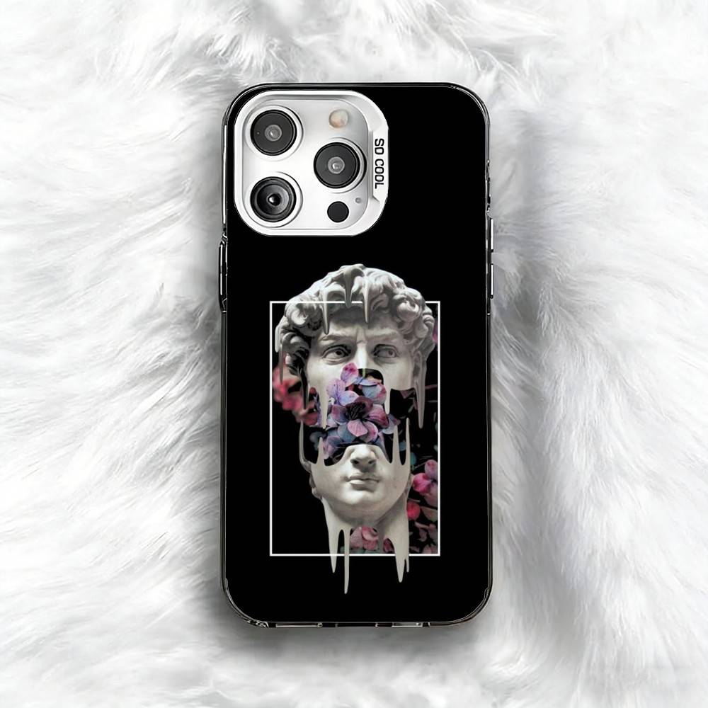 

Creative Parody D-David Greek Phone Case For iPhone 16 17 15 14 12 13 Pro Max Black Color Shockproof Cover iPhone13