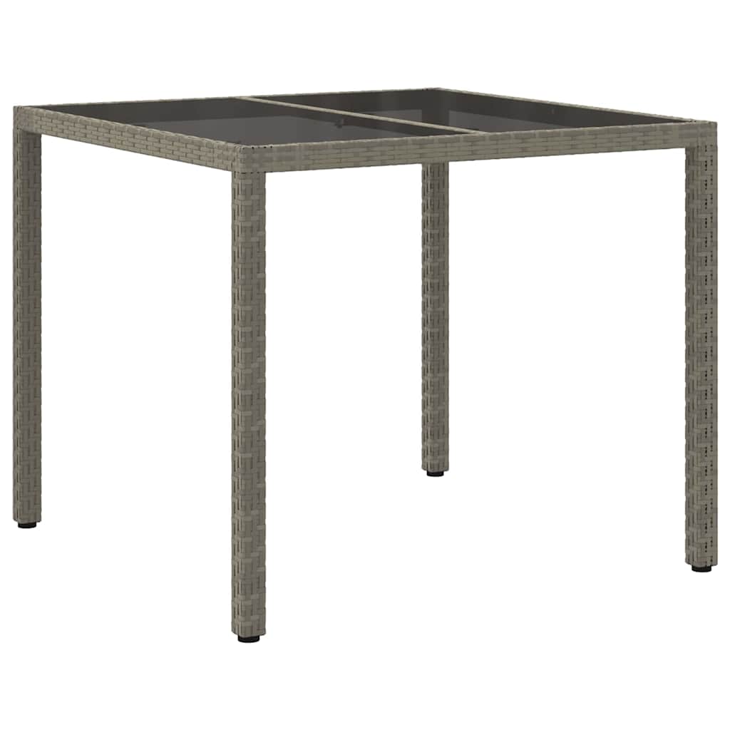 Garden Table Gray 90 X 90 X 75 Cm Poly Rattan