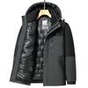 Mens 50% Down Fill Lightweight Outdoor Jacket With Hood Removable Liner Windproof Machine Washable Cold Weather