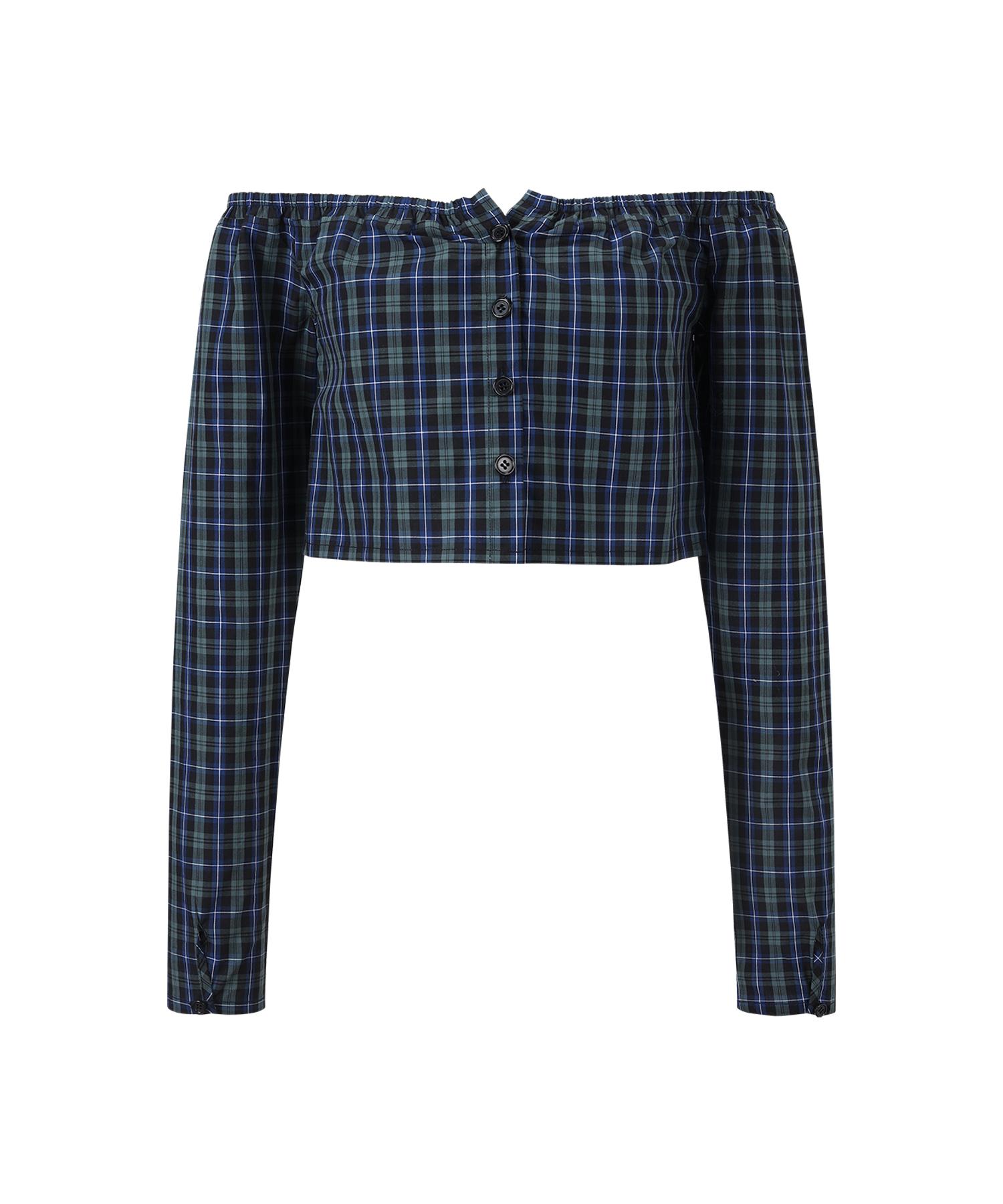 Cotton Rivers Club Halterneck Check Blouse (Navy) Navy (Check)/S