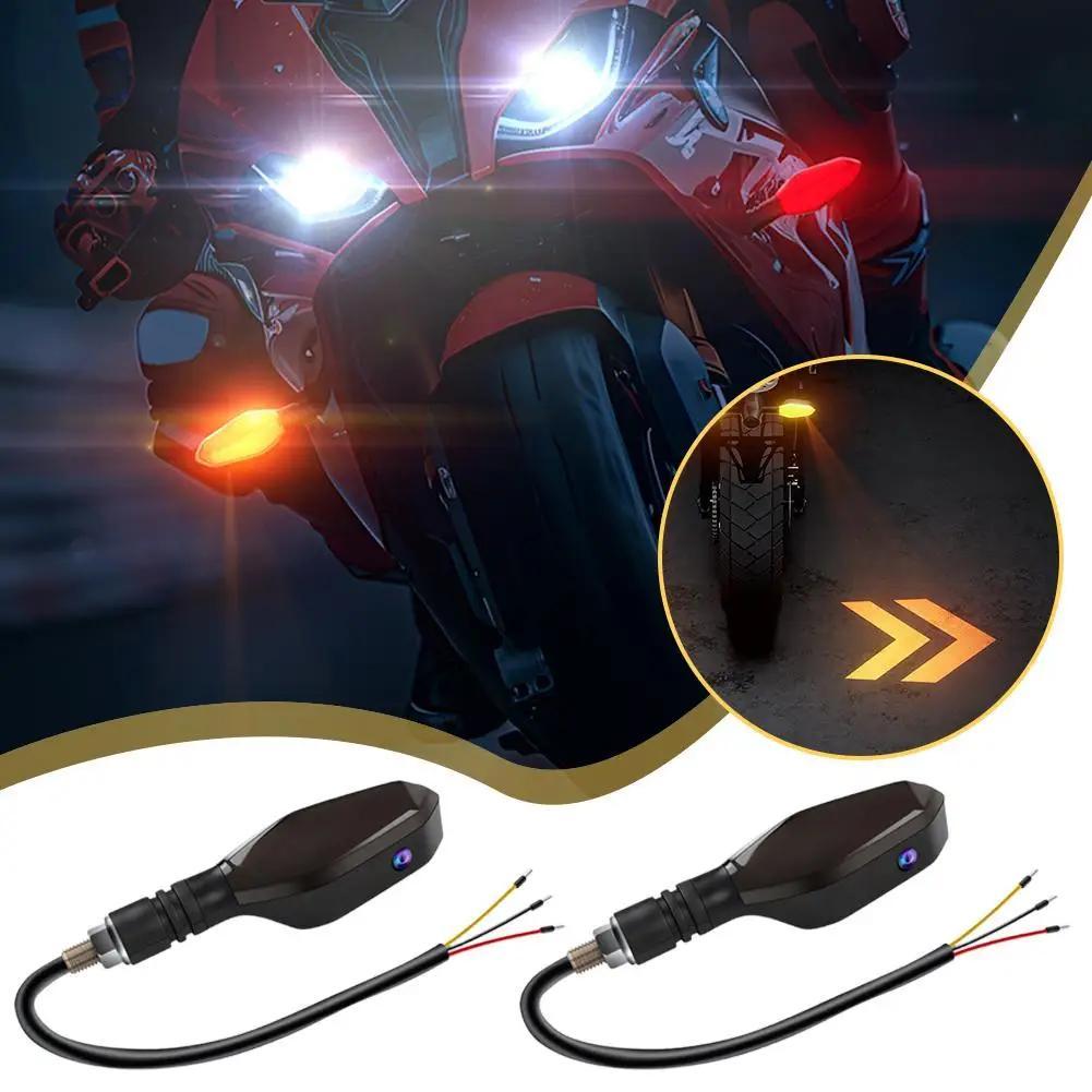 2pcs Motorcycle Universal LED Lamp Color Projection Lamp Sequential Flowing Indicator Lights
