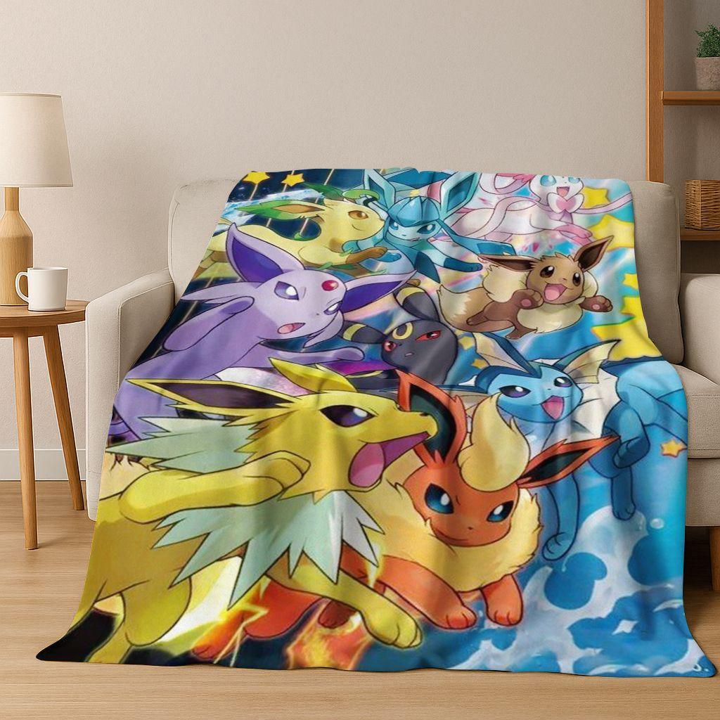 3D Pokemon Pikachu Monster Elf Child Flannel Blanket Soft Warm Blanket for Bedroom Living Room Bed Travel Camping Picnic Gift