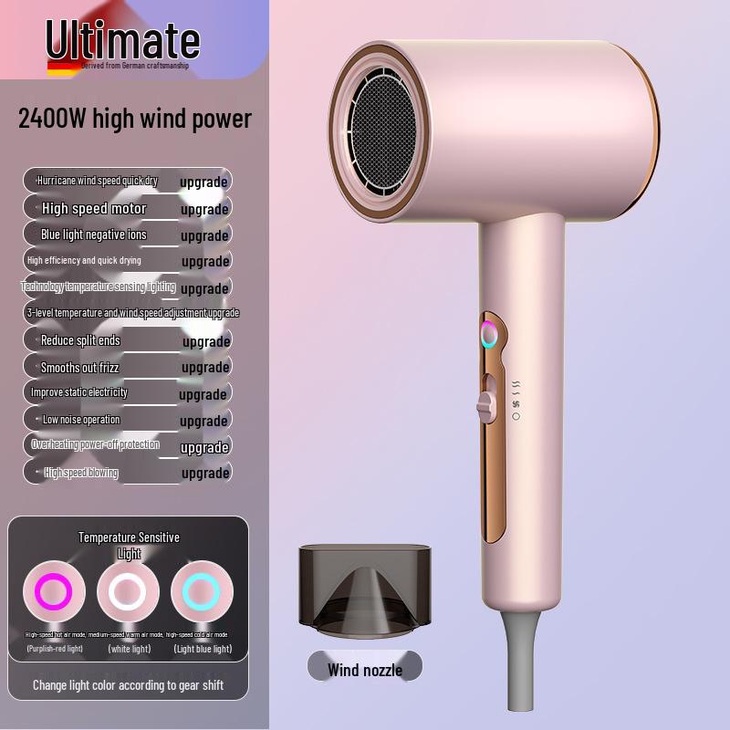 High Power Blue Light Negative Ion Hair Dryer with Strong Wind